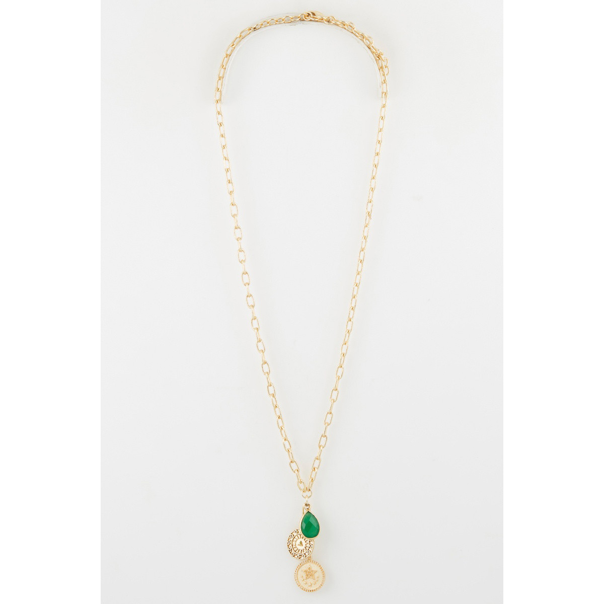 Collier "Illumine" onyx verte Laiton doré Collier "Illumine" onyx verte Laiton doré