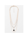 Collier"Horus" multi rang Agate Laiton doré
