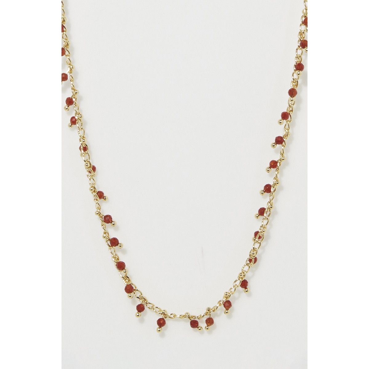 Collier "Invariable" Agate rouge Laiton doré