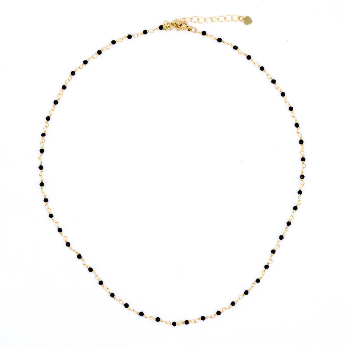Collier "Luneris" Jade Noir Laiton doré