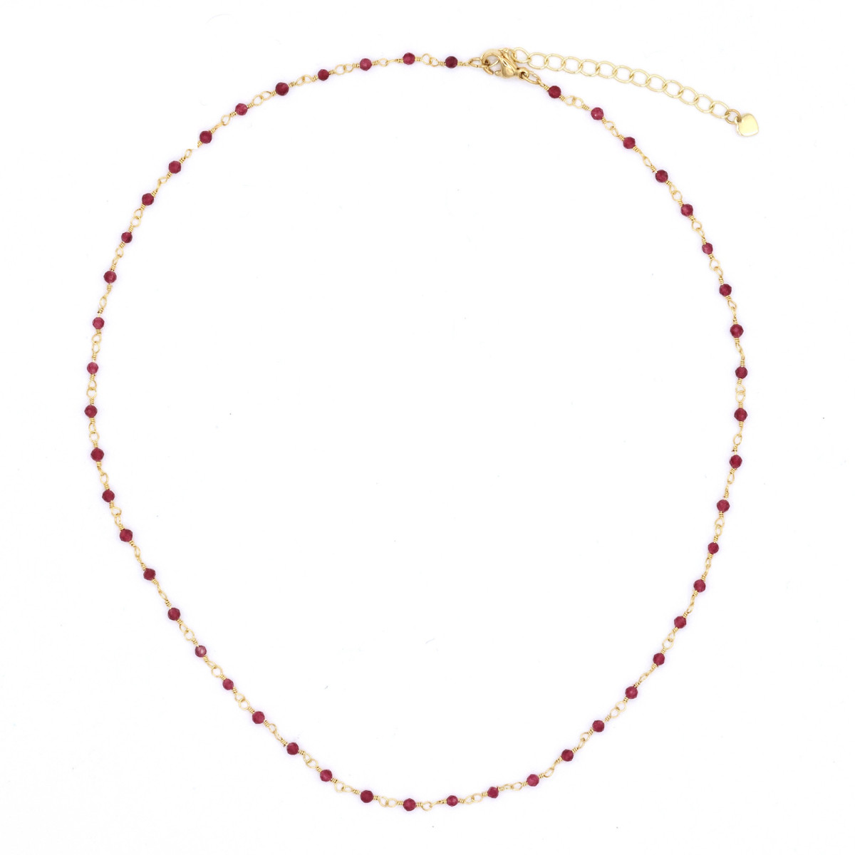 Collier "Luneris" Jade Rouge Laiton doré