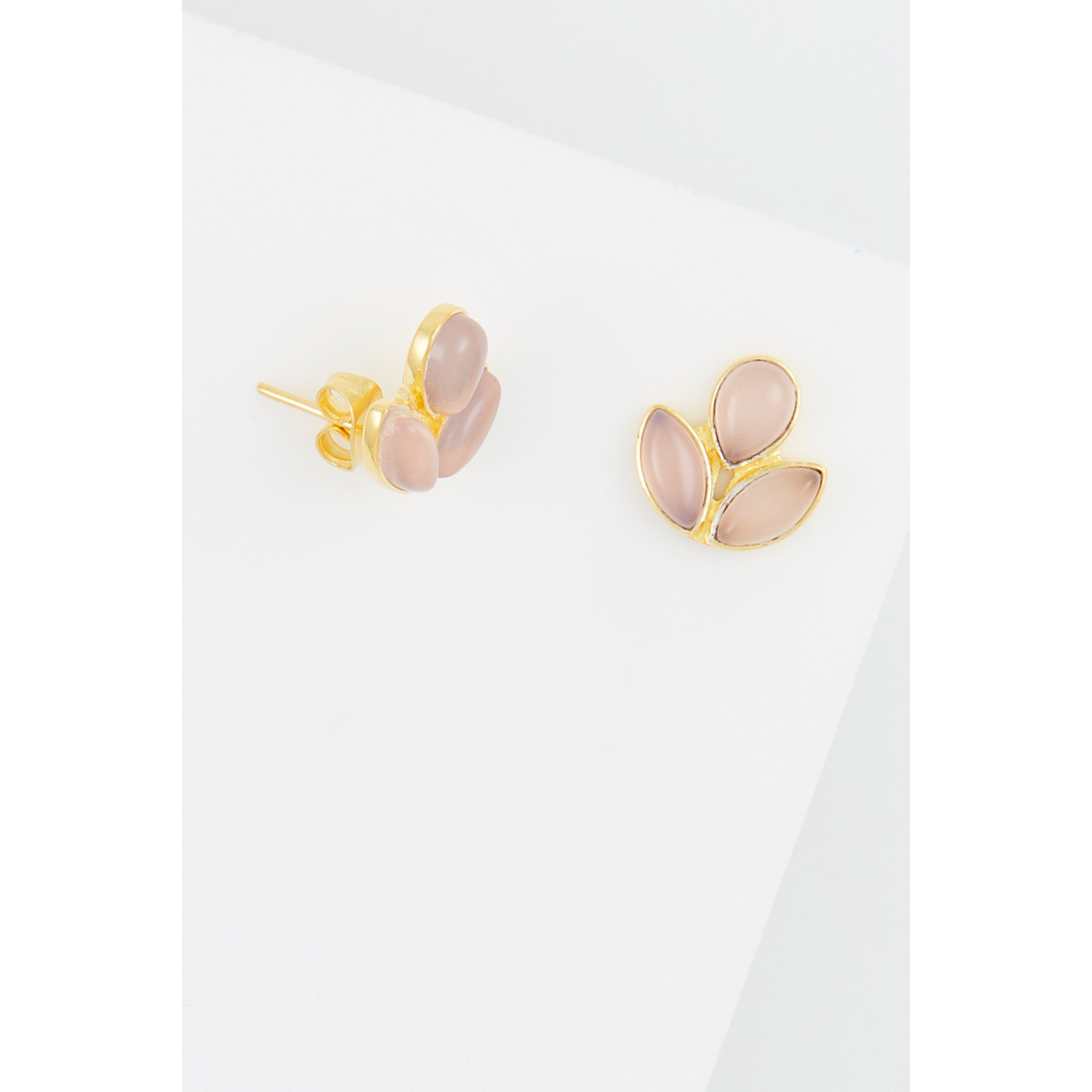Boucles d'oreilles pink chalcedony Laiton doré"Saturnia"