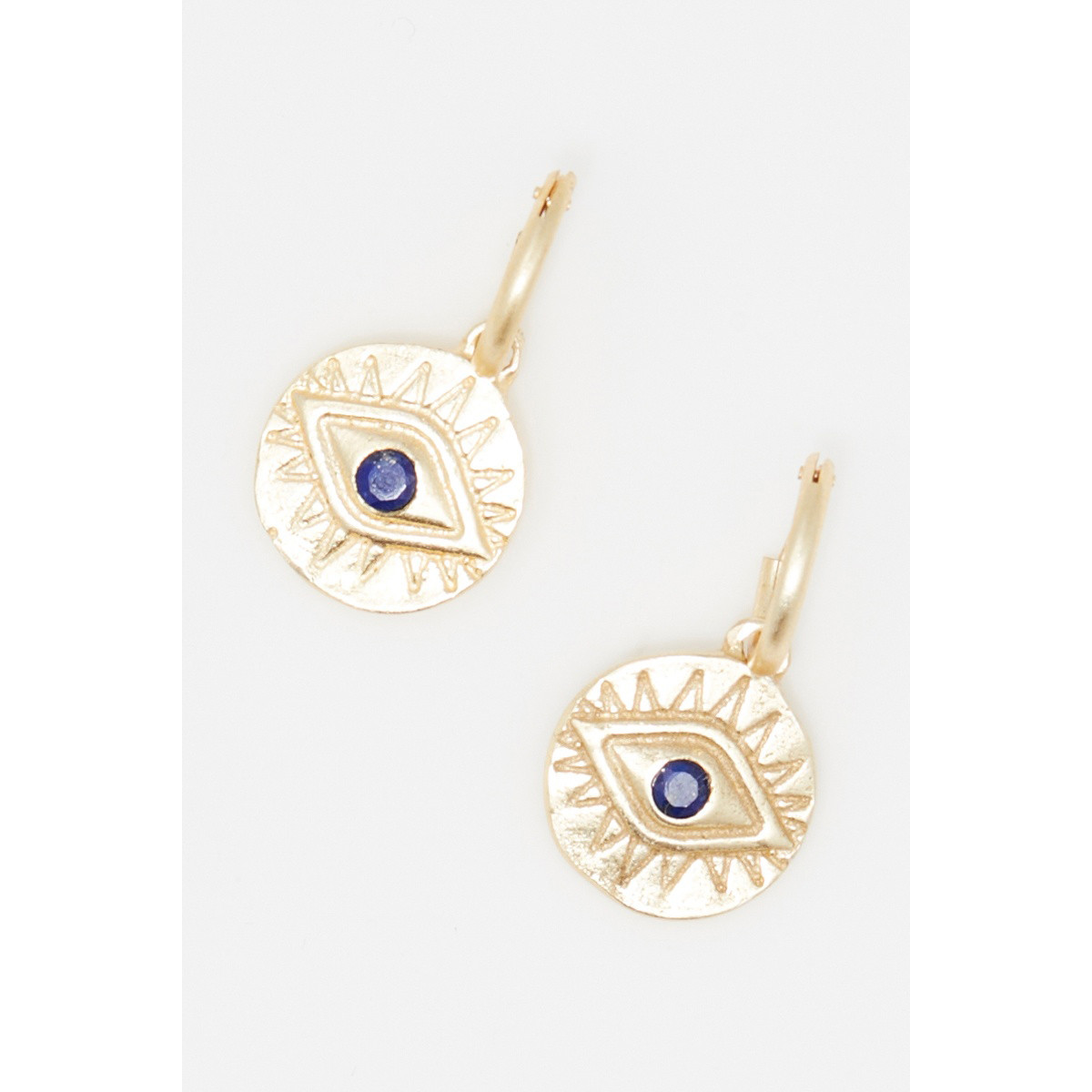Boucles d'oreilles "Sélénite" Lapis Lazuli Laiton doré