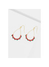 Boucles d'oreilles "Solenys" Jade rouge et vert Laiton doré