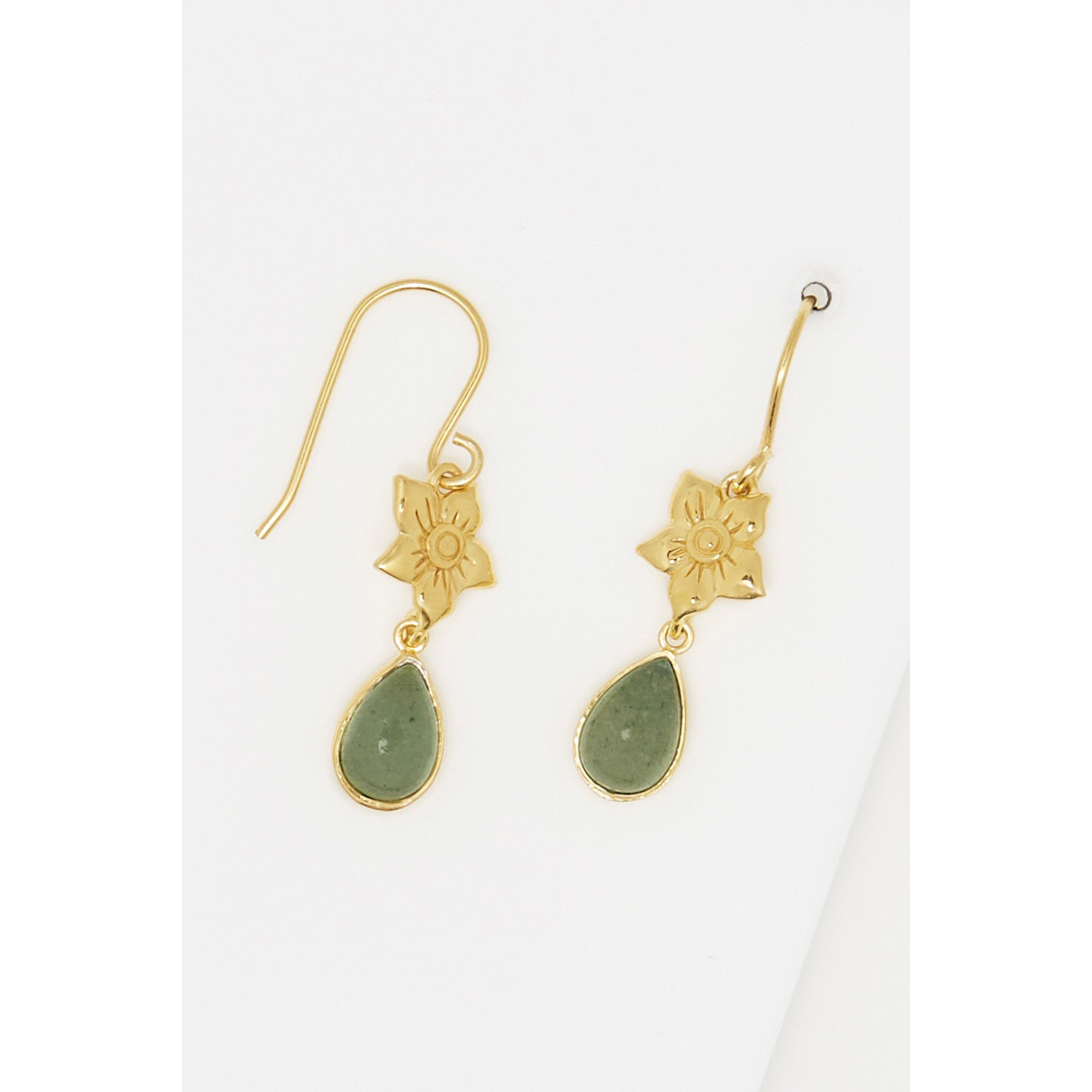 Boucles d'oreille "Zodiaqua" Aventurine Laiton doré