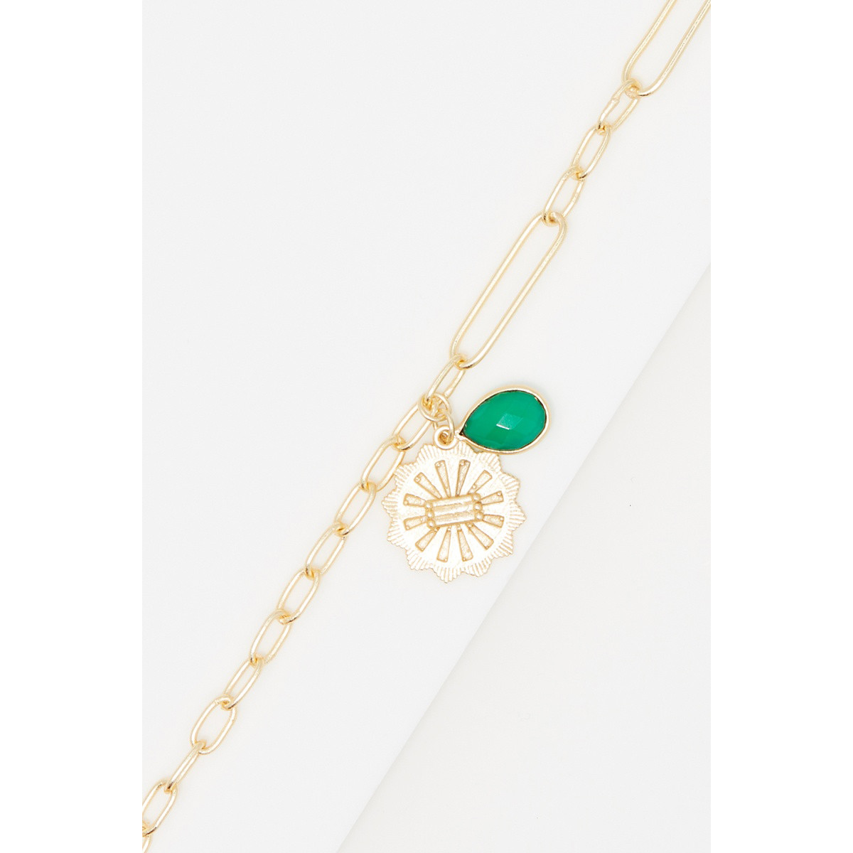 Bracelet "Fluxelis" onyx verte Laiton doré Bracelet "Fluxelis" onyx verte Laiton doré