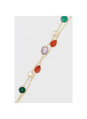 Bracelet "Vestigia" Onyx verte, Cornaline, Améthyste Laiton doré