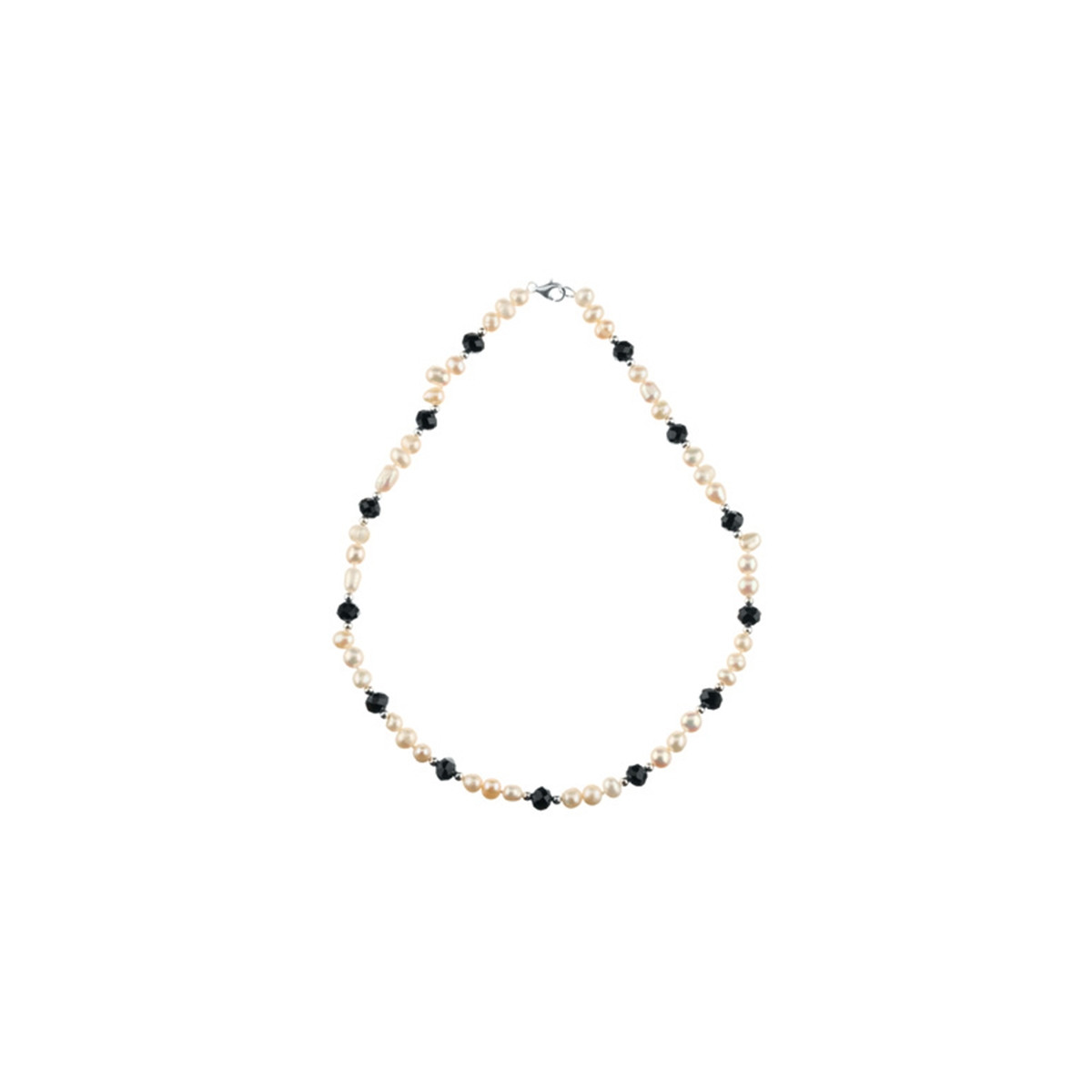 Collier argent et perles de culture Blanches et Noires "Elégant"