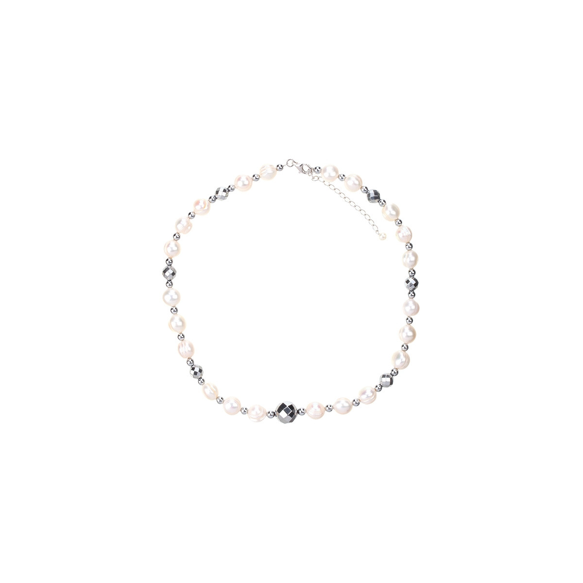 Collier argent et perles de culture Blanches et Grises "Elégance"