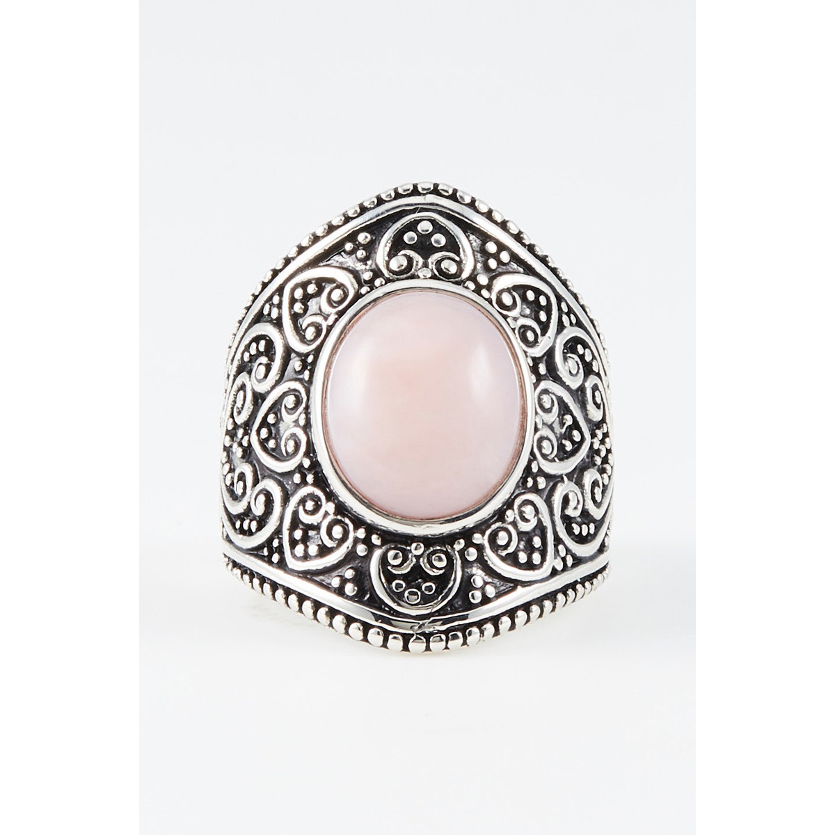 Bague "Guayaba" Opale rose et Argent Massif 925/1000