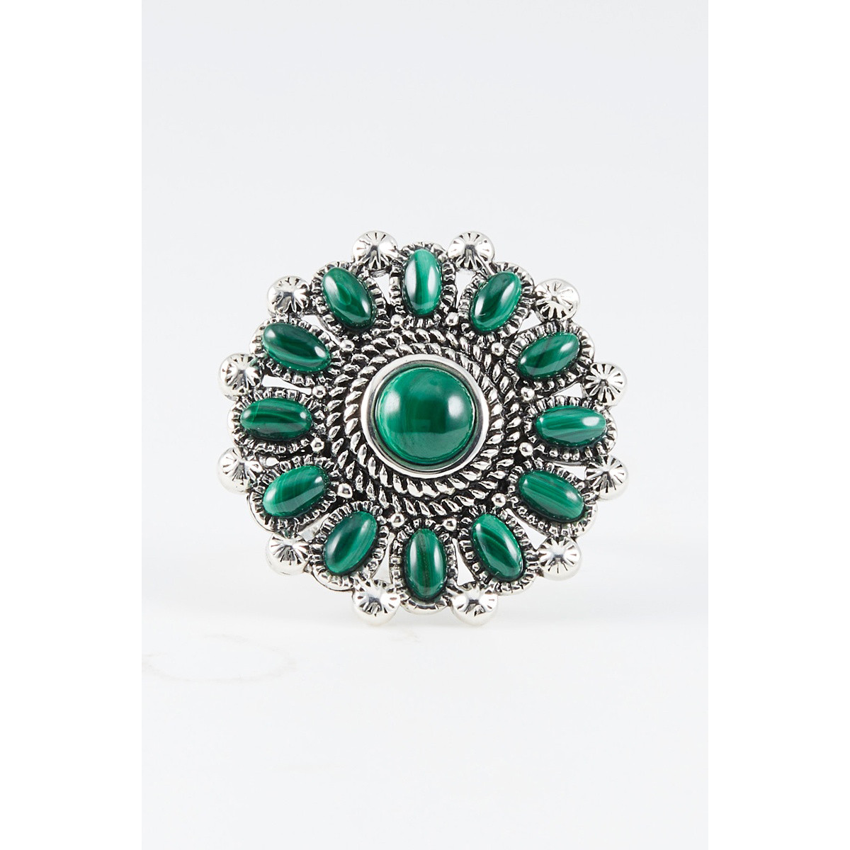 Bague "Jacaranda" Malachite et Argent Massif 925/1000 Bague "Jacaranda" Malachite et Argent Massif 925/1000