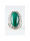 Bague "Maíz" Malachite et Argent Massif