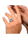 Bague "Blue Hill Topaze" Or blanc et Diamants