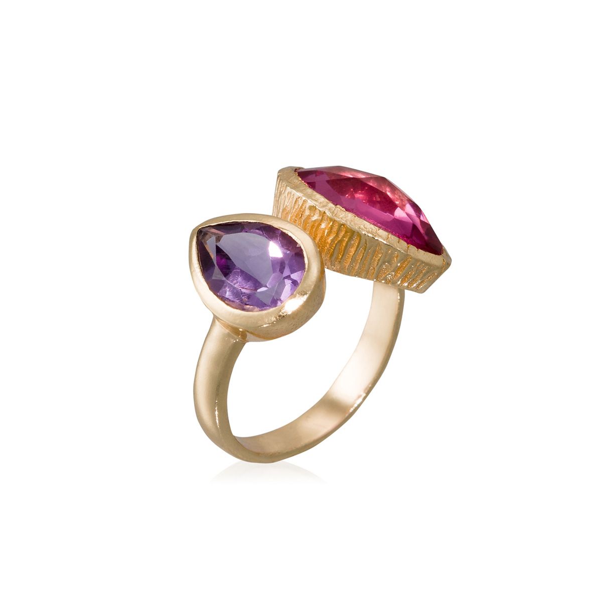 Bague Ajustable "Équinoria" Améthyste Laiton doré