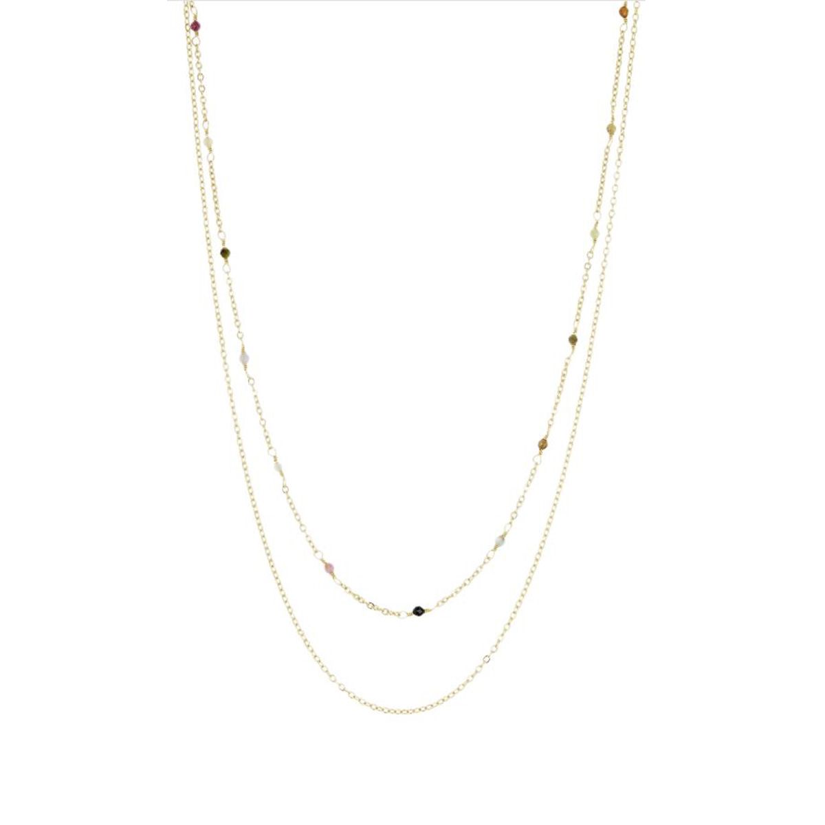 Collier "Méridia" Tourmaline mix Laiton doré Collier "Méridia" Tourmaline mix Laiton doré