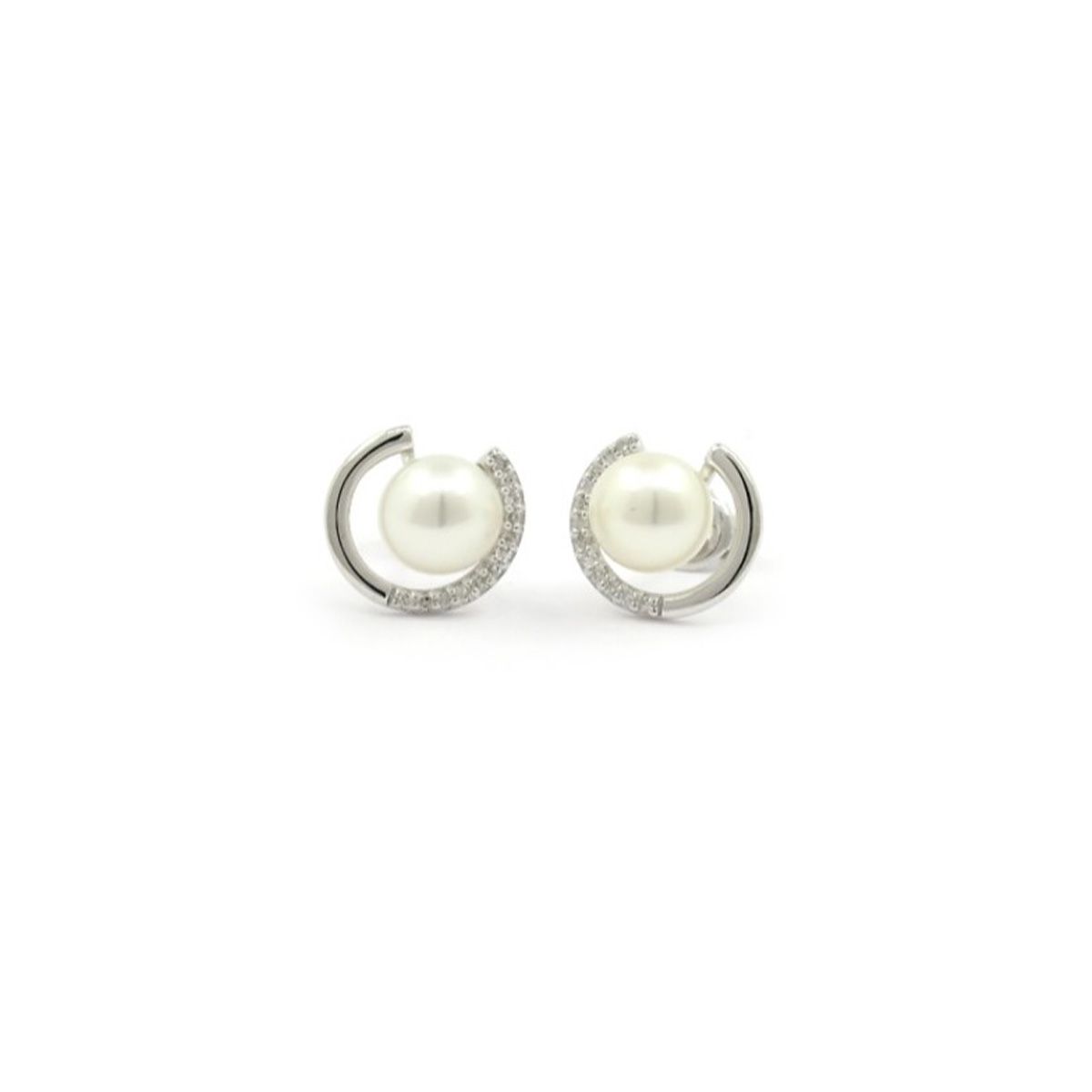 Boucles d'oreilles "Luminance" Or blanc et Perle Boucles d'oreilles "Luminance" Or blanc et Perle