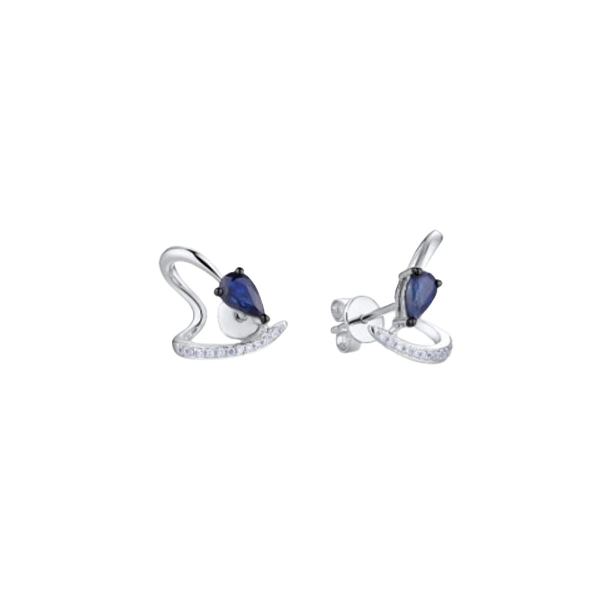 Boucles d'oreilles "Ombrageuse" Or blanc et Saphir Boucles d'oreilles "Ombrageuse" Or blanc et Saphir