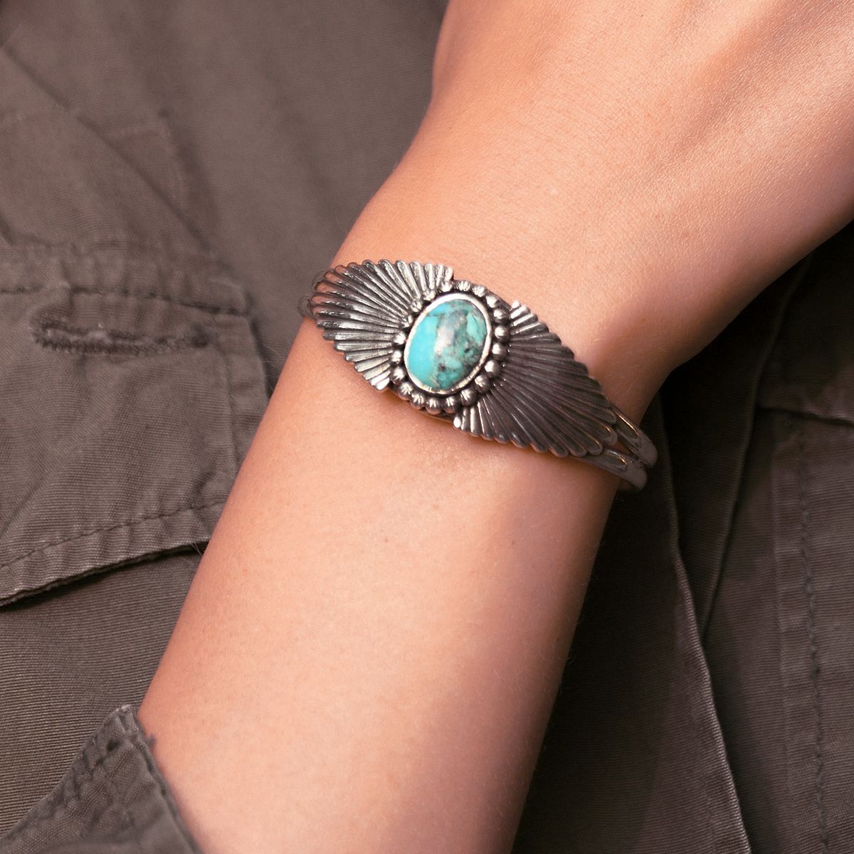 Bracelet "Moriche" Argent et Turquoise