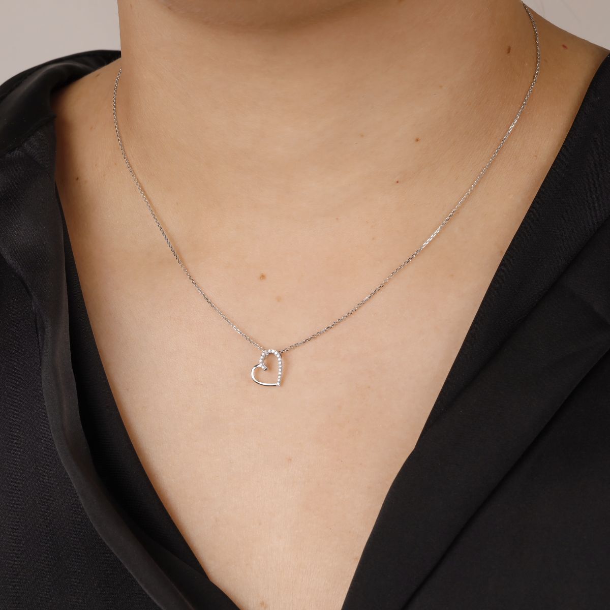 Pendentif "Coeur Précieux" Or blanc et Diamant