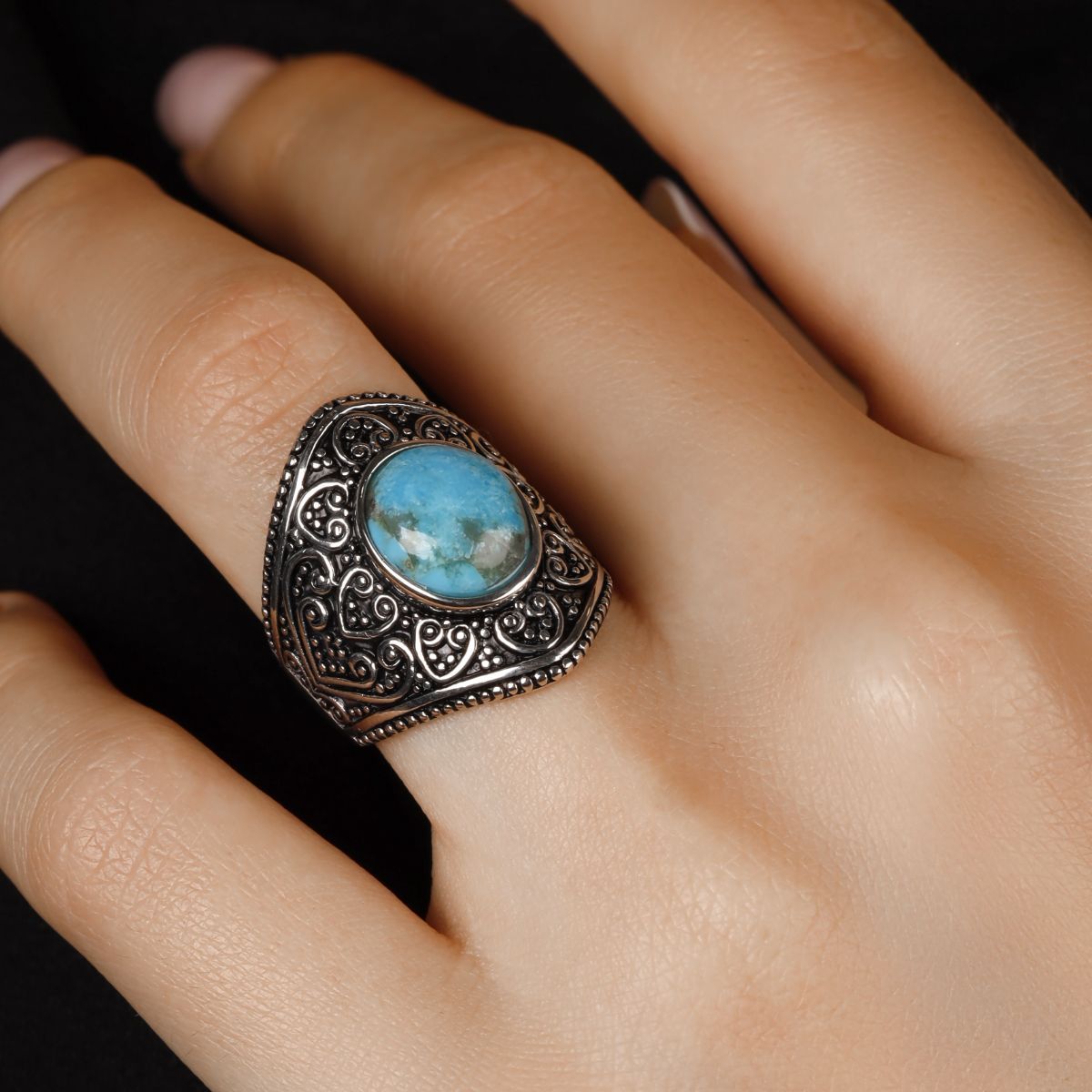 Bague "Guayaba" Turquoise 2,55ct et Argent Massif 925/1000