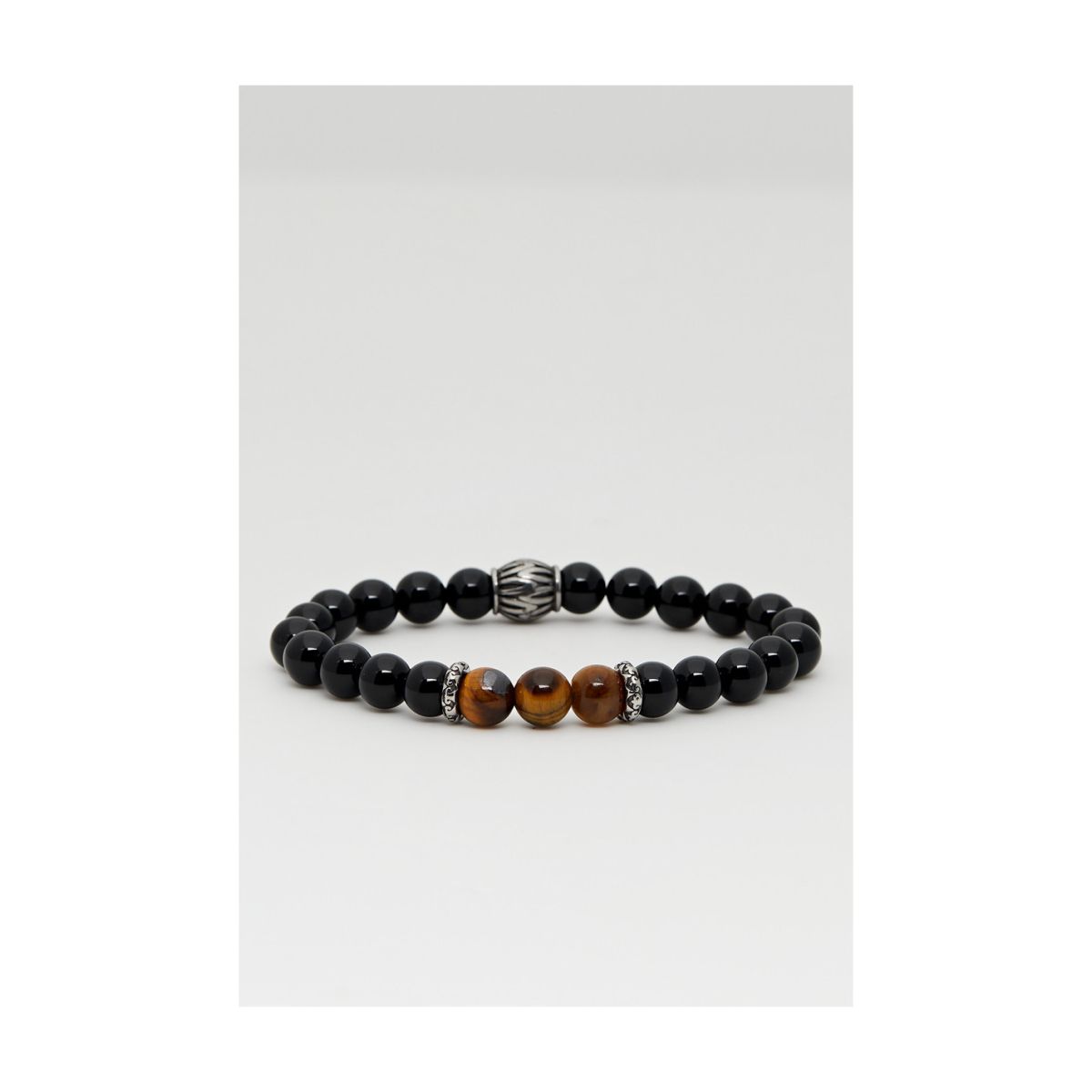 Bracelet perles onyx noir et oeil de tigre Bracelet perles onyx noir et oeil de tigre