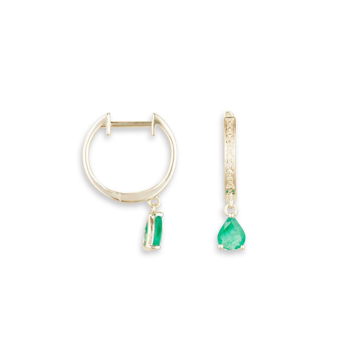 Boucles d'oreilles "Observatrice" Or jaune et Émeraudes