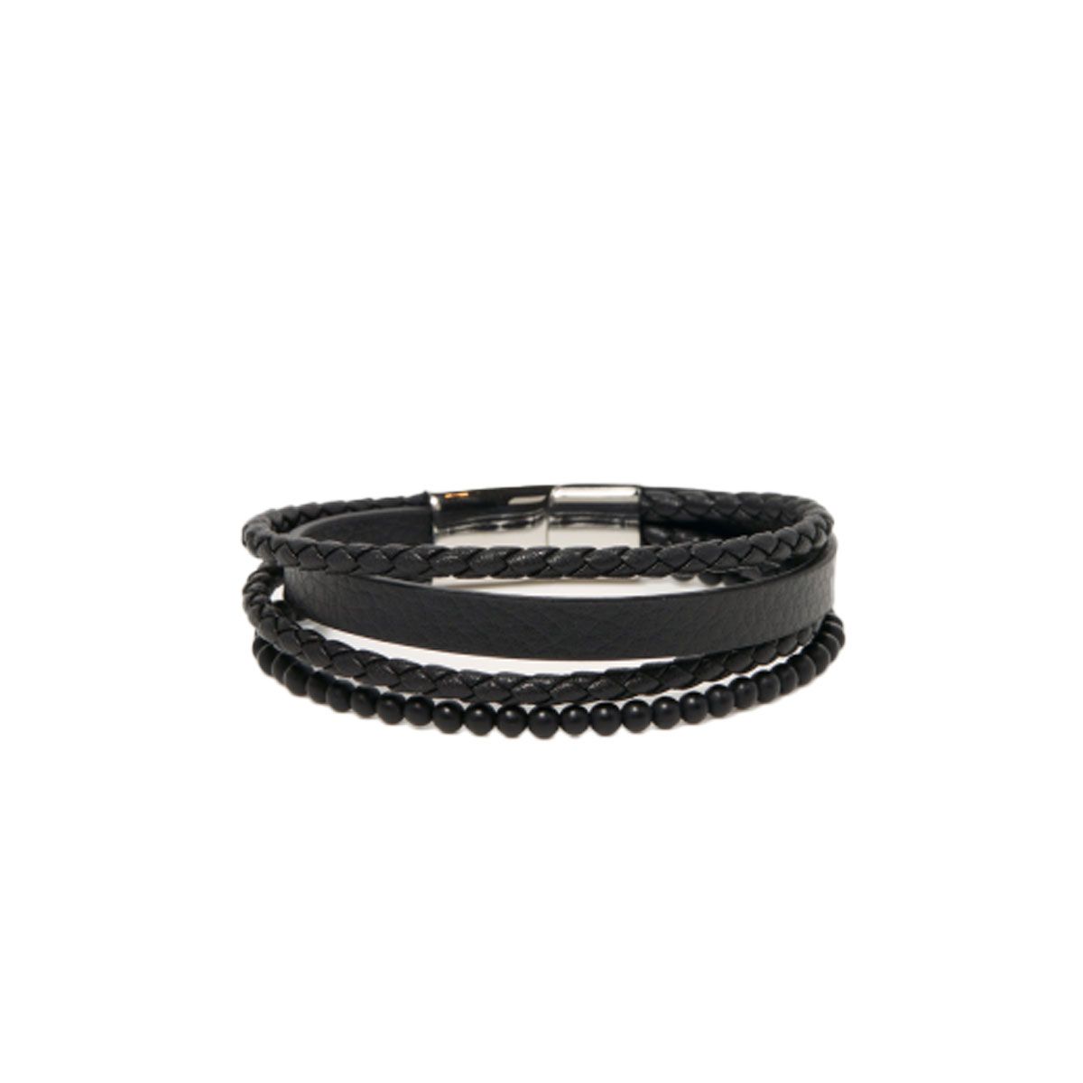 Bracelet Homme Cuir et Acier"Sylvian" Taille S Bracelet Homme Cuir et Acier"Sylvian" Taille S