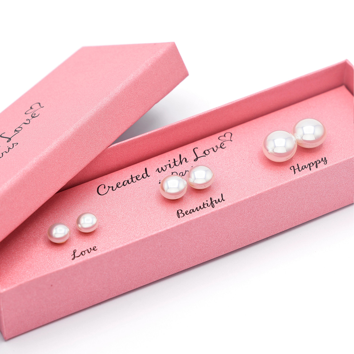 Set Boucles d'oreilles "Happy" - Perles - 3 Paires uniques selon votre humeur - Created with Love