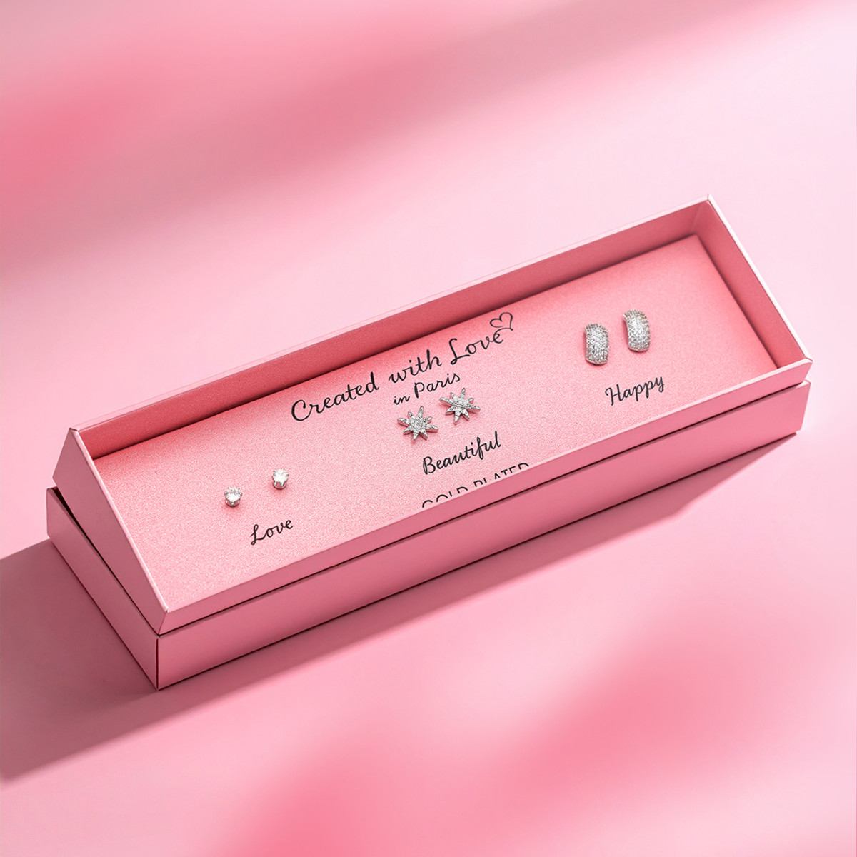 Set Boucles d'oreilles "Joy" - Argentées - 3 Paires uniques selon votre humeur - Created with Love