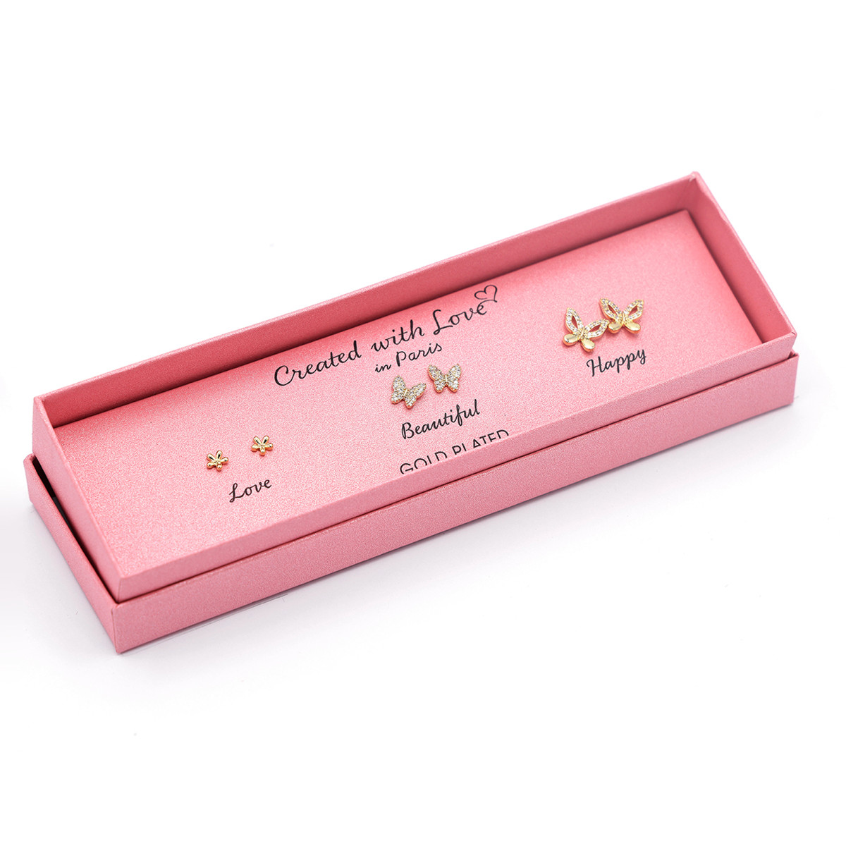 Set Boucles d'oreilles "Rose" - Argentées  - 3 paires uniques selon votre humeur - Created with Love