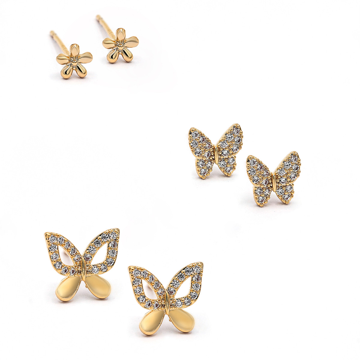 Set Boucles d'oreilles "Rose" - Argentées  - 3 paires uniques selon votre humeur - Created with Love