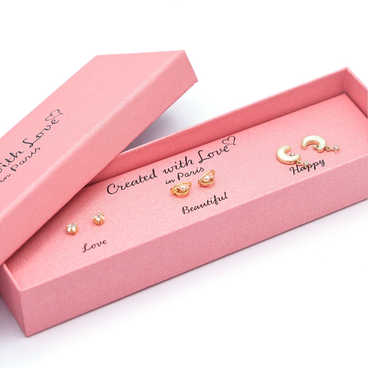 Set Boucles d'oreilles "Glimmer" - Dorées à l'Or fin - 3 Paires uniques selon votre humeur - Created with Love