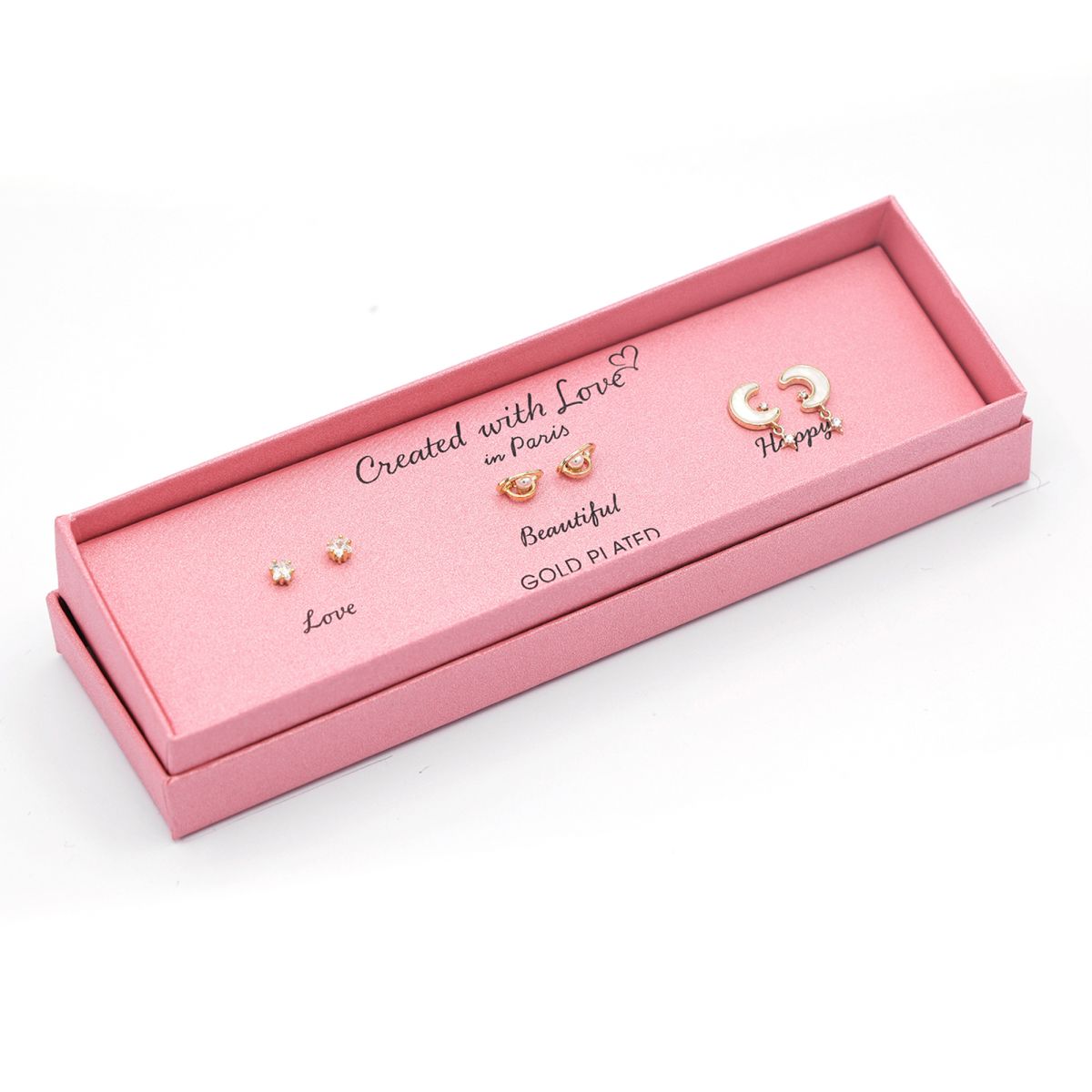 Set Boucles d'oreilles "Glimmer" - Dorées à l'Or fin - 3 Paires uniques selon votre humeur - Created with Love