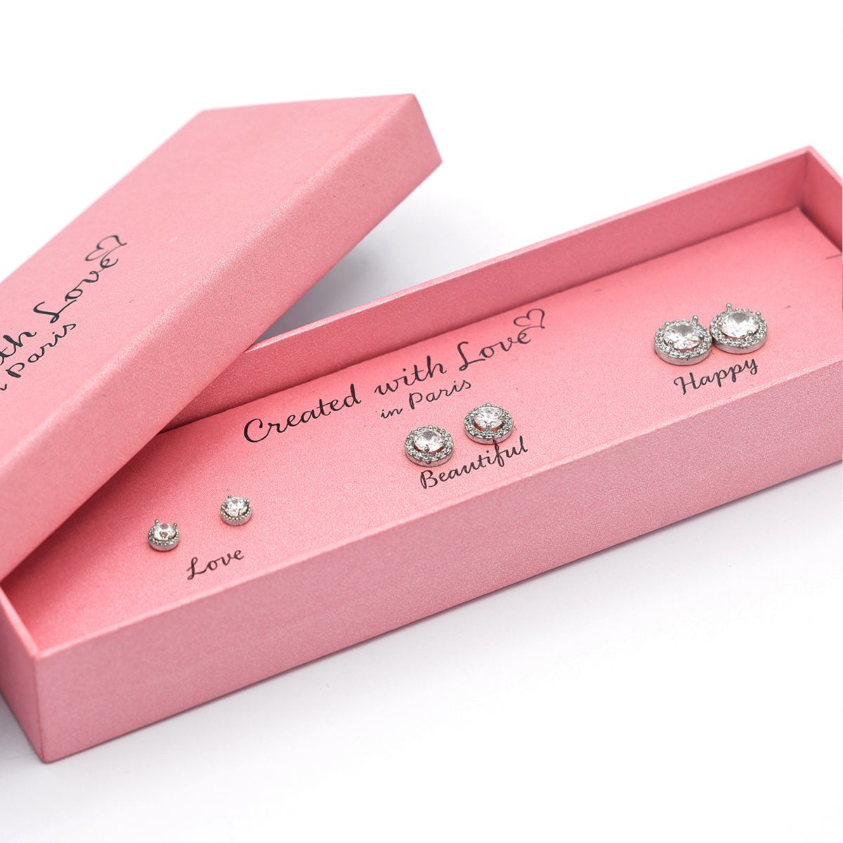 Set Boucles d'oreilles "Sophia" - Argentées - 3 Paires uniques selon votre humeur - Created with Love