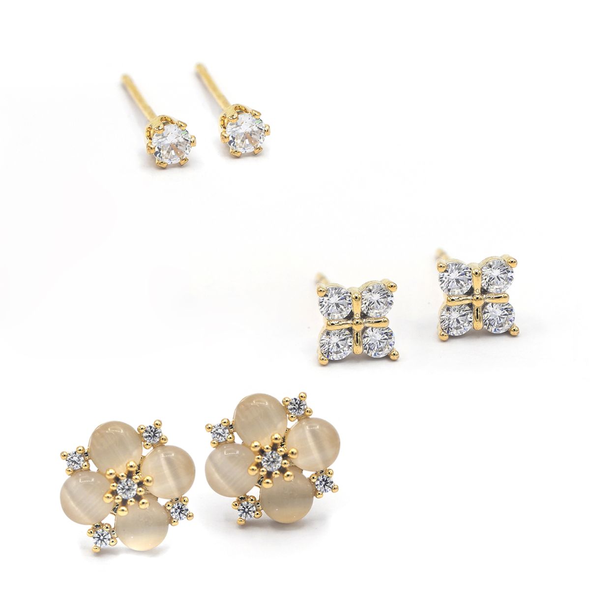 Set Boucles d'oreilles - Dorées à l'Or fin - 3 Paires uniques selon votre humeur - Created with Love