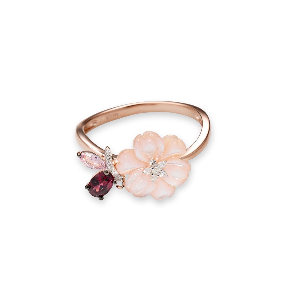 Bague "Consacrée" Or rose et Multipierres Bague "Consacrée" Or rose et Multipierres