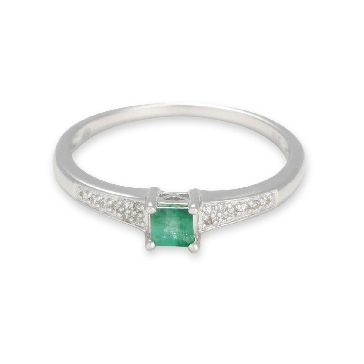 Bague "Dynamique" Or blanc et Émeraude Bague "Dynamique" Or blanc et Émeraude