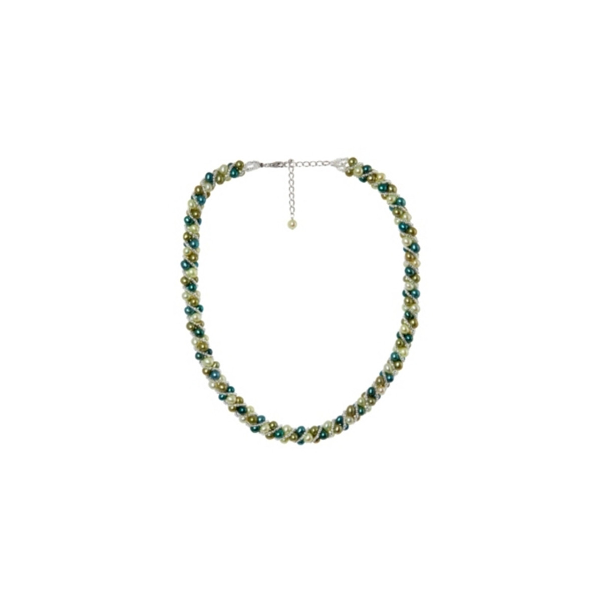 Collier argent et perles de culture Vertes "Attraction"