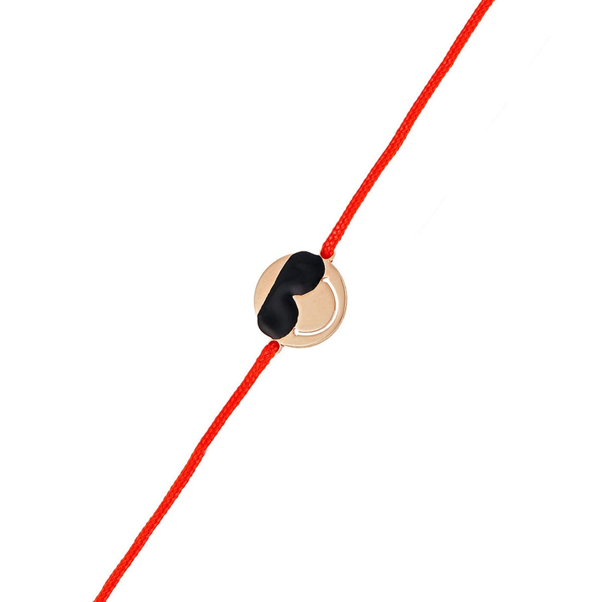 Bracelet cordon Smiley vermeil rose et cordon rouge "Cool"