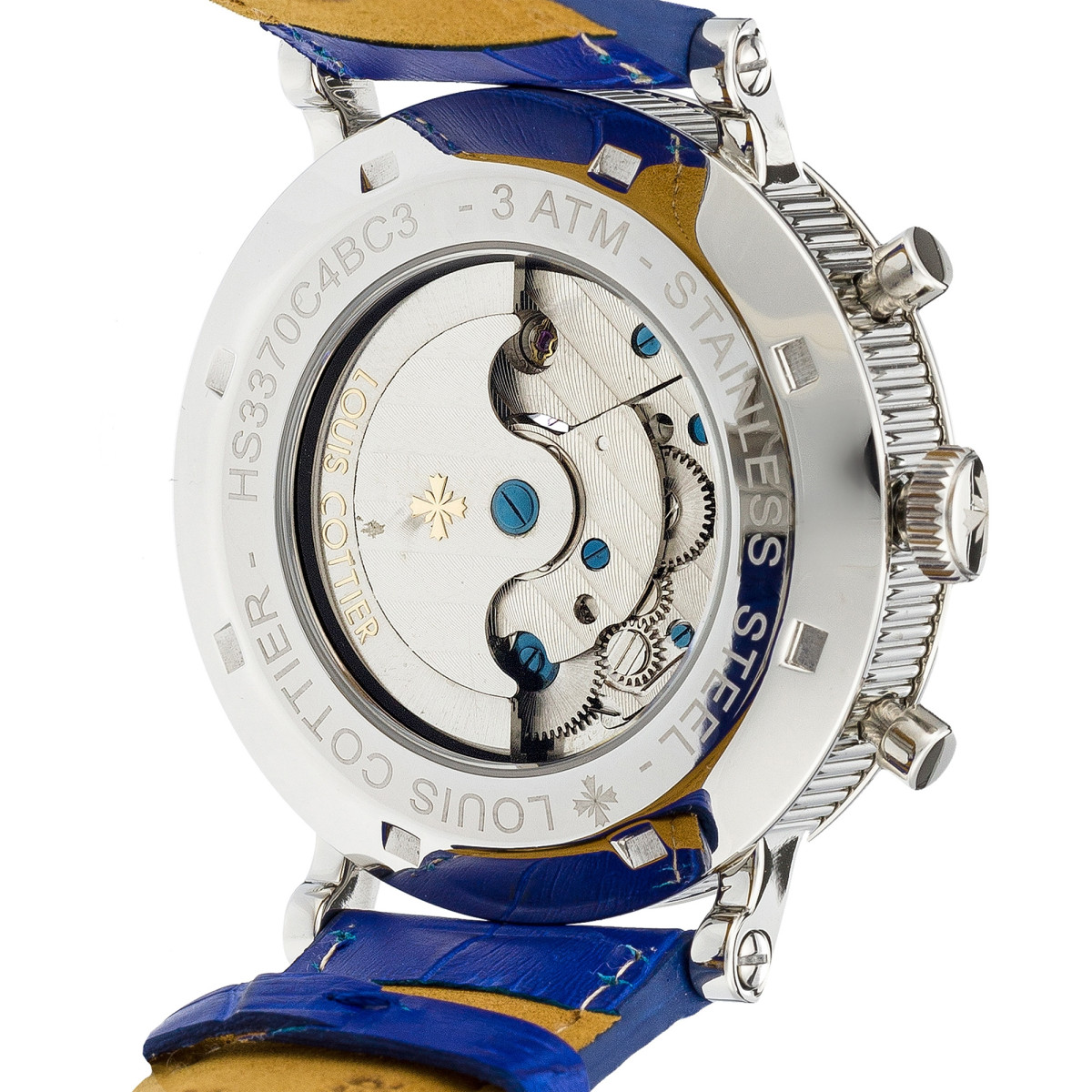 Montre Louis Cottier TRADITION Automatique 42 mm Bleu boitier argenté - bracelet bleu - HS3370C4BC3 Montre Louis Cottier TRADITION Automatique 42 mm Bleu boitier argenté - bracelet bleu - HS3370C4BC3