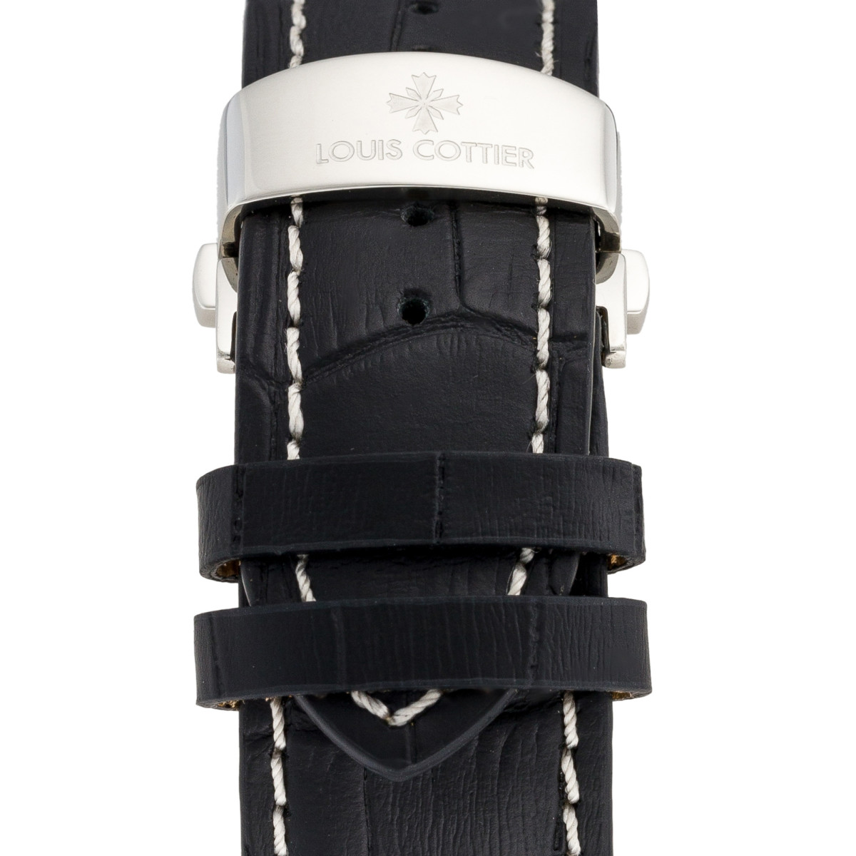 Louis Cottier - Montre Tradition Automatique Cadran Gris - Boîtier Acier 42 mm - Bracelet Cuir Noir - Homme Montre Louis Cottier TRADITION Automatique 42 mm Gris boitier argenté - bracelet noir - HS3370CgBC1