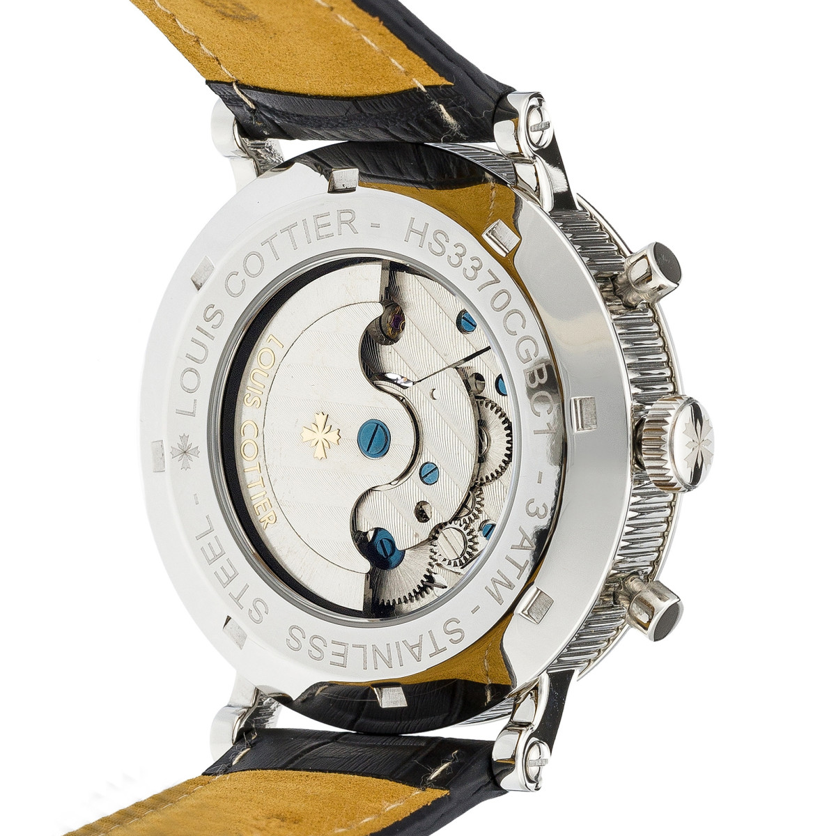 Louis Cottier - Montre Tradition Automatique Cadran Gris - Boîtier Acier 42 mm - Bracelet Cuir Noir - Homme Montre Louis Cottier TRADITION Automatique 42 mm Gris boitier argenté - bracelet noir - HS3370CgBC1