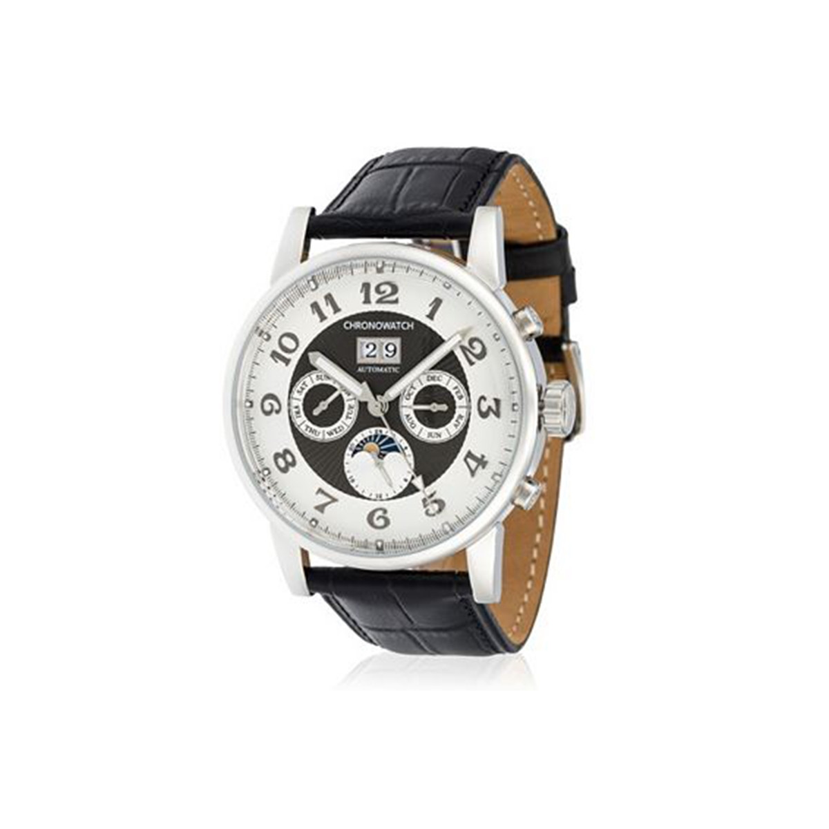 Montre Chronowatch "Prestige" Automatique Blanc Bracelet Cuir - HA5340C2BCj1