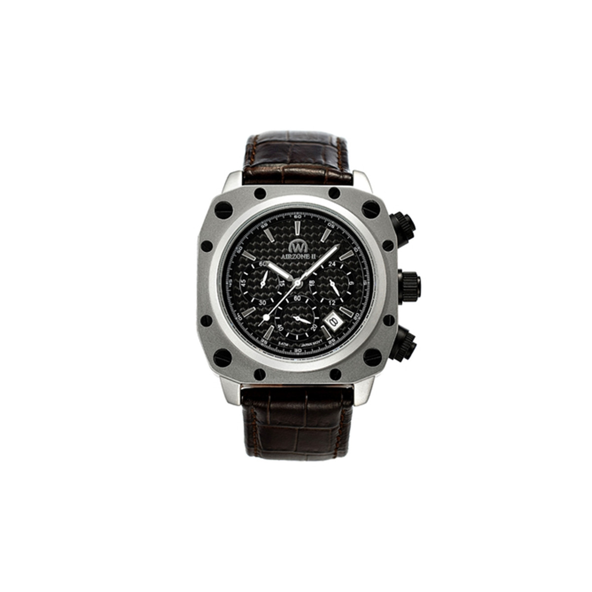 Montre Chronowatch "Airzone II" Quartz  Noir Bracelet Cuir - HW5180C1BC2