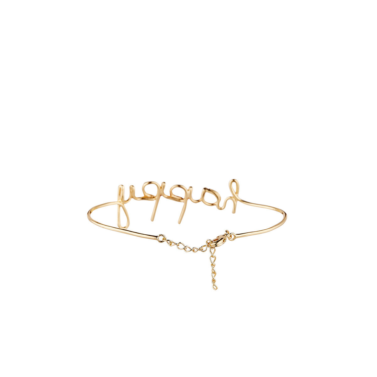 Bracelet Happy Doré Bracelet à message "Happy" Laiton doré