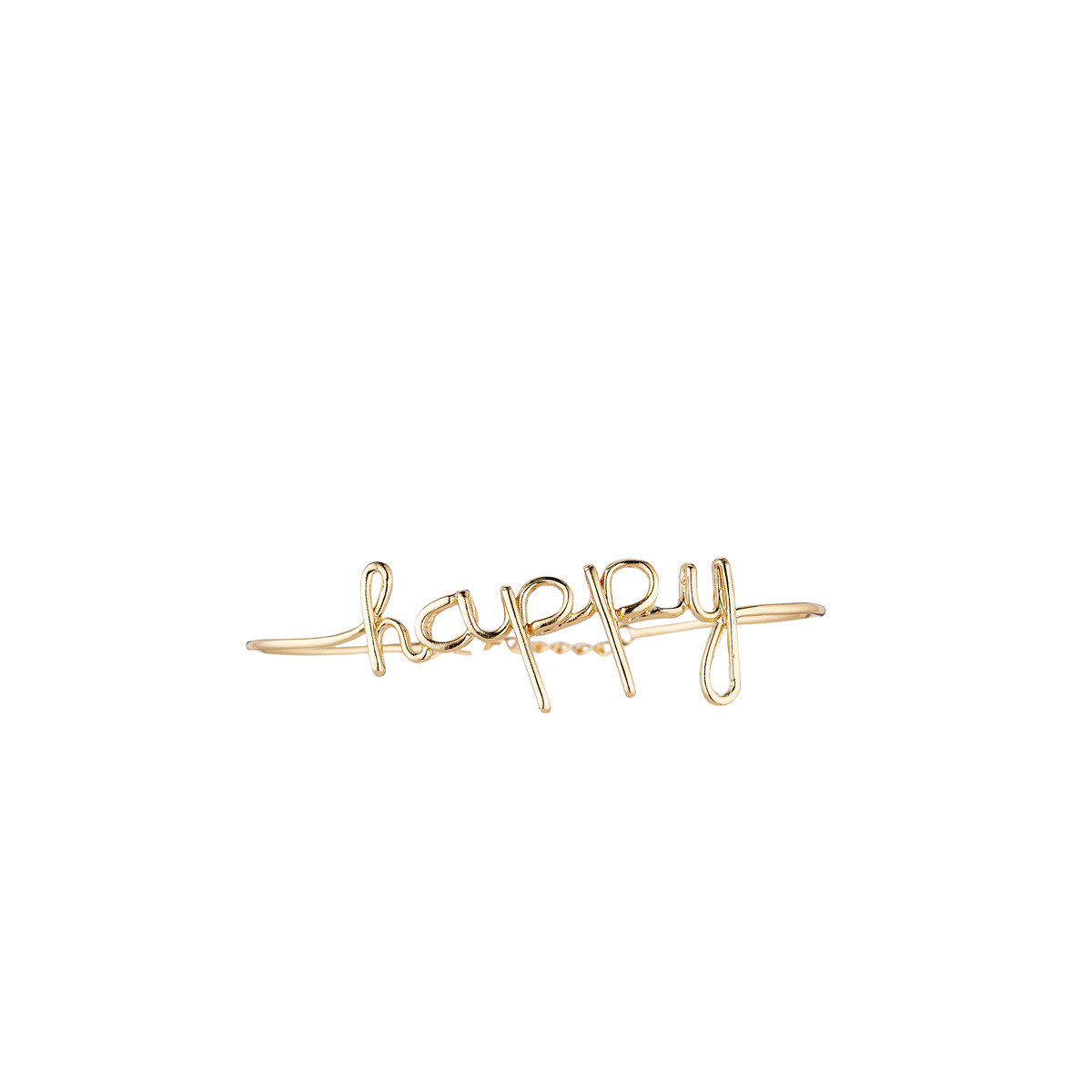 Bracelet Happy Doré Bracelet à message "Happy" Laiton doré