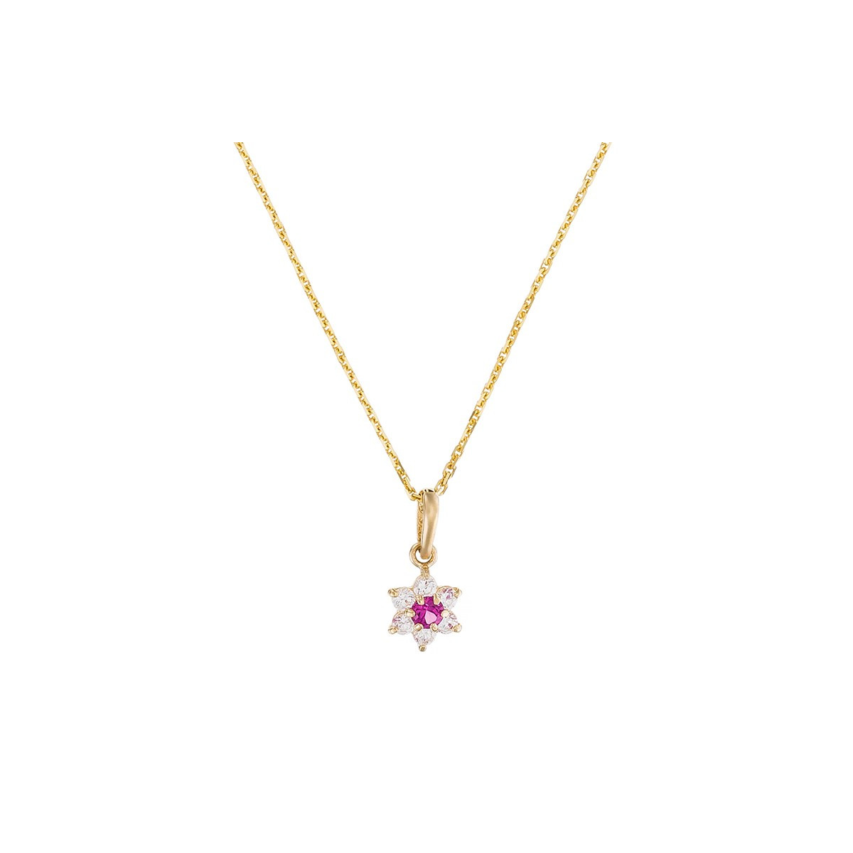 Pendentif Or Jaune et oxydes de zirconium "Le Messager Rouge" + chaîne argent doré offerte Pendentif Or Jaune et oxydes de zirconium "Le Messager Rouge" + chaîne argent doré offerte