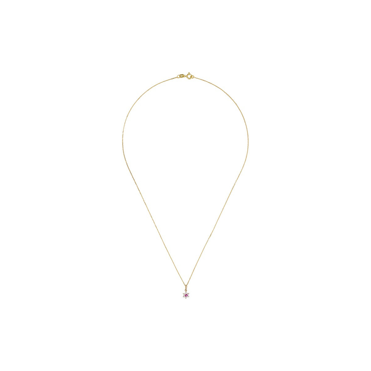 Pendentif Or Jaune et oxydes de zirconium "Le Messager Rouge" + chaîne argent doré offerte Pendentif Or Jaune et oxydes de zirconium "Le Messager Rouge" + chaîne argent doré offerte