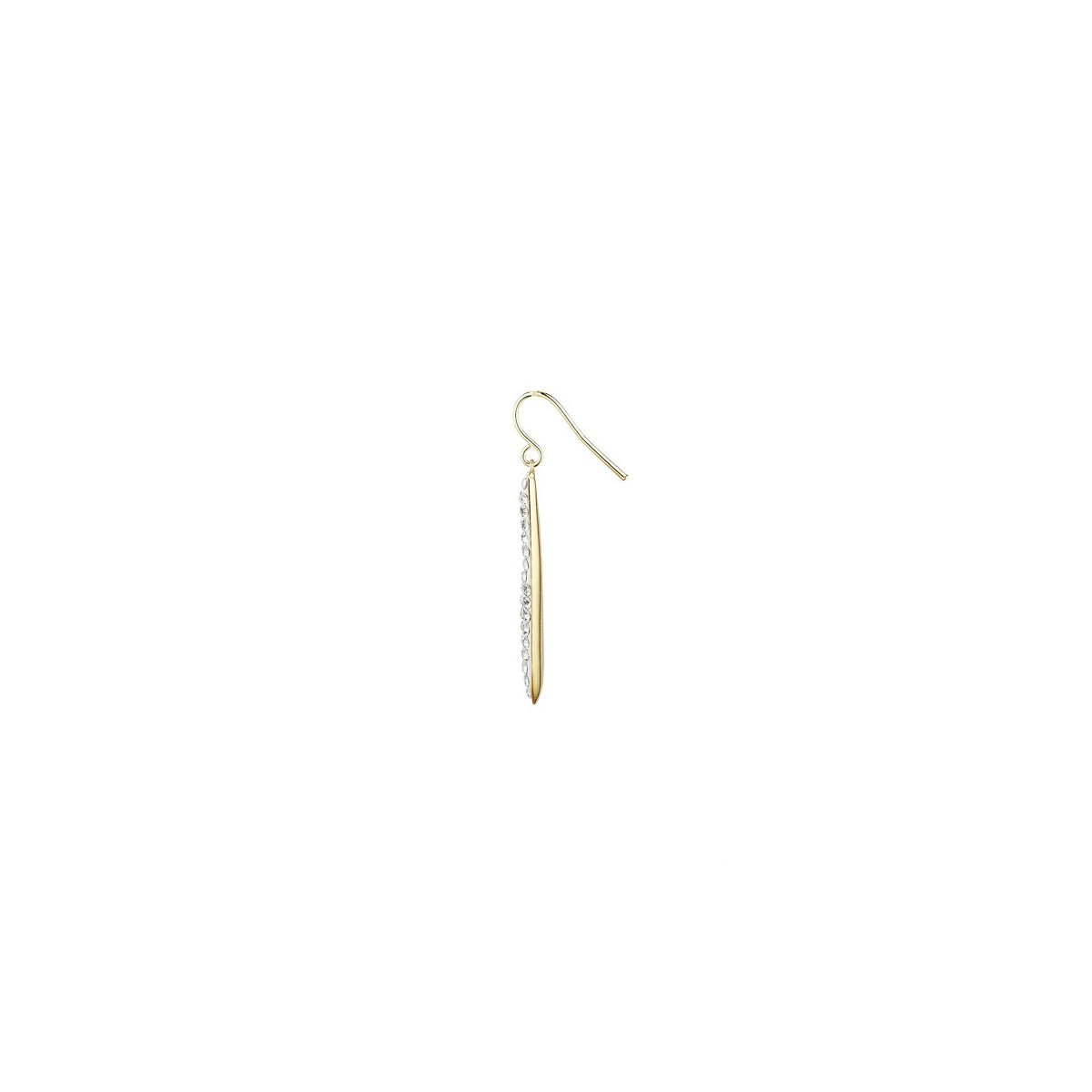 Boucles d'oreilles laiton doré ornées de cristaux blancs "Plume"
