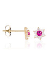 Boucles d'oreilles femme le messager rouge Or Jaune 375 et zirconium